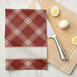 紅白の格子縞 キッチンタオル
