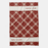 紅白の格子縞 キッチンタオル (縦)