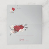 紅白の花は葉灰色 プレイスカード (外部開封)