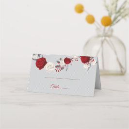 紅白の花は葉灰色 プレイスカード