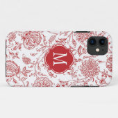 紅白の花柄モノグラム Case-Mate iPhoneケース (裏面(横))