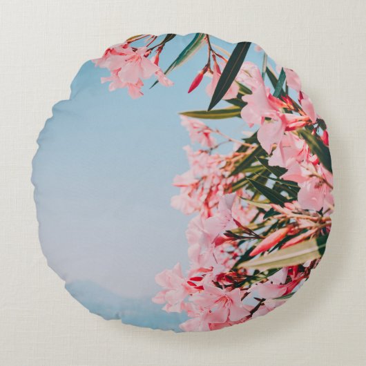 紅白の花 ラウンドクッション (正面)