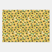 紅白ひまわり花柄 ラッピングペーパーシート (正面)