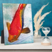 紅白コイ日本の魚水彩画 フォトプラーク (側面)