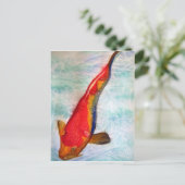 紅白コイ日本の魚水彩画 ポストカード (スタンド正面)