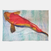 紅白コイ水彩画日本の魚 キッチンタオル (横)