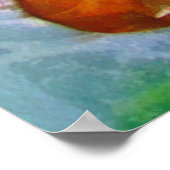 紅白コイ魚オリジナル水彩画 ポスター (角)