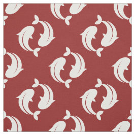 紅白コイ魚形織物 ファブリック