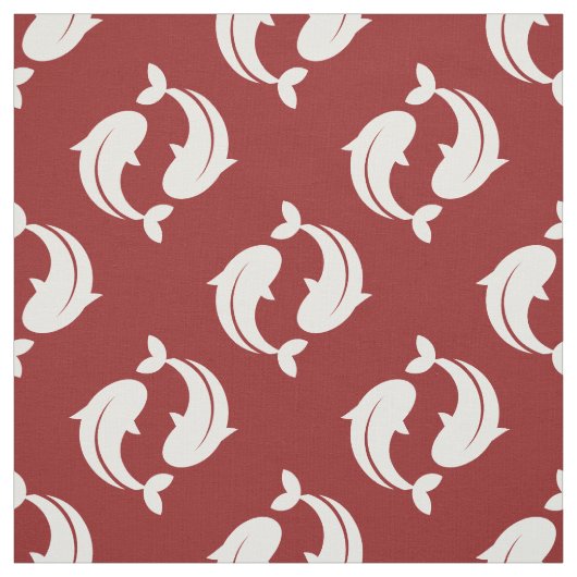 紅白コイ魚形織物 ファブリック (見本)