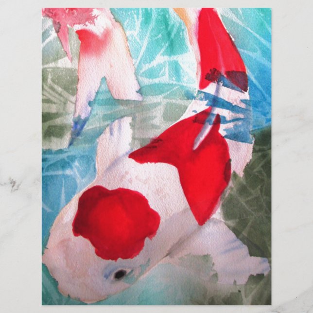 紅白コイ2日本の水彩魚アート (正面)