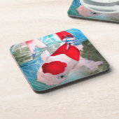 紅白コイ2日本の水彩魚アート コースター (左側)