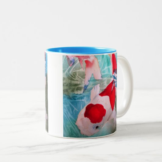 紅白コイ2日本の水彩魚アート ツートーンマグカップ (正面右)