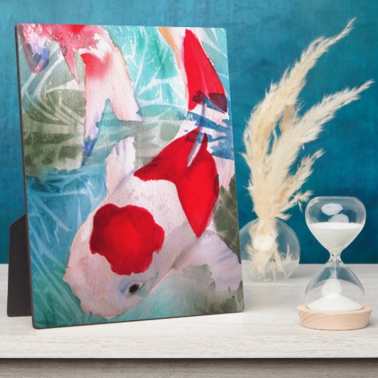 紅白コイ2日本の水彩魚アート フォトプラーク (側面)