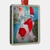 紅白コイ2日本の水彩魚アート メタルオーナメント (右)