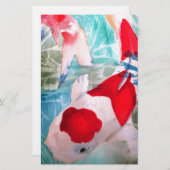 紅白コイ2日本の水彩魚アート 便箋 (正面/裏面)