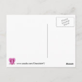 紅白ストライプ花誕生日葉書 ポストカード (裏面)