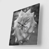 紅白バラ花 スクエア壁時計 (傾斜)