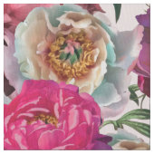 紅白ピンクの牡丹と紫陽花 ファブリック (クローズアップ)