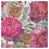 紅白ピンクの牡丹と紫陽花 ファブリック (クローズアップ)