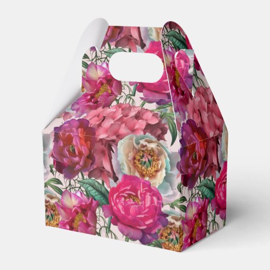 紅白ピンクの牡丹と紫陽花 フェイバーボックス (正面サイド)