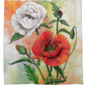 紅白ポップシャワーカーテン美しい花 シャワーカーテン (正面)