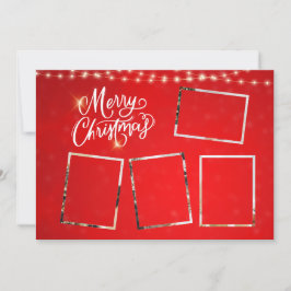 紅白ミニマリストMerry Christmas写真コラージュ 招待状