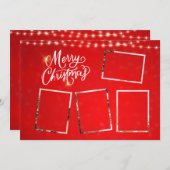 紅白ミニマリストMerry Christmas写真コラージュ 招待状 (正面/裏面)