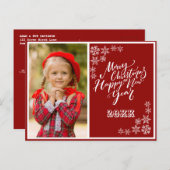 紅白メリークリスマスハッピーニューイヤー写真 インビテーションポストカード (正面/裏面)
