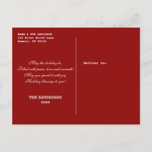 紅白メリークリスマスハッピーニューイヤー写真 インビテーションポストカード (裏面)