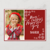 紅白メリークリスマスハッピーニューイヤー写真 インビテーションポストカード (正面)