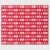 紅白メリークリスマスパターンラッピング紙 ラッピングペーパー (フラット)