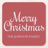 紅白メリークリスマスファミリー名 スクエアペーパーコースター (正面)
