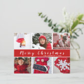紅白モダンメリークリスマス写真コラージュ シーズンカード (スタンド正面)