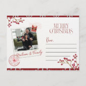 紅白写真楽モダンしいクリスマスの挨拶 シーズンポストカード (裏面)