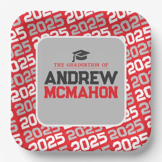 紅白卒業パーソナライズされた ペーパープレート (正面)
