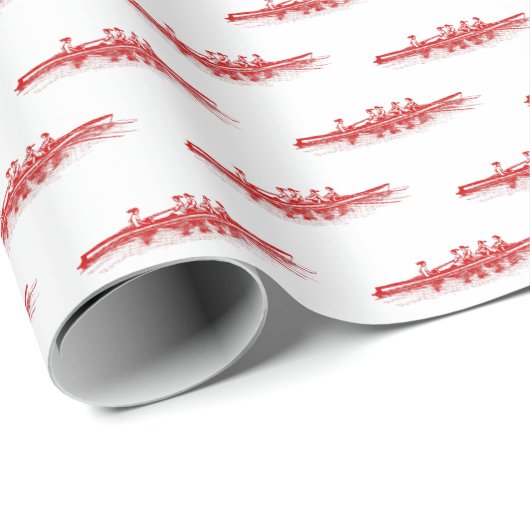 紅白女性漕ぎ漕ぎクルーズチームスポーツ ラッピングペーパー (ロールコーナー)