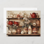 紅白料理コーヒーポットクリーマーシュガーデイジー ポストカード (正面/裏面)