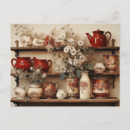 紅白料理コーヒーポットクリーマーシュガーデイジー ポストカード