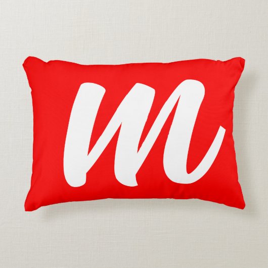 紅白書道モノグラムイニシャル文字 アクセントクッション (正面)