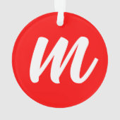 紅白書道モノグラムイニシャル文字 オーナメント (裏面)
