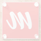 紅白書道モノグラムイニシャル文字 ガラスコースター (裏面)