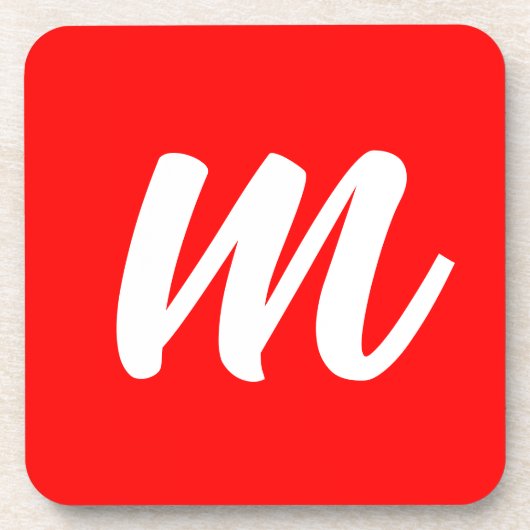 紅白書道モノグラムイニシャル文字 コースター (正面)