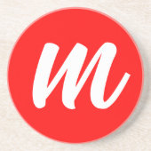 紅白書道モノグラムイニシャル文字 コースター (正面)