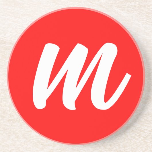 紅白書道モノグラムイニシャル文字 コースター (正面)