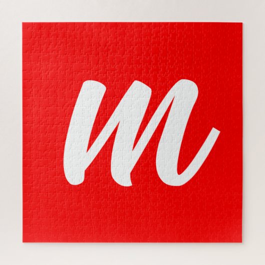 紅白書道モノグラムイニシャル文字 ジグソーパズル (縦)