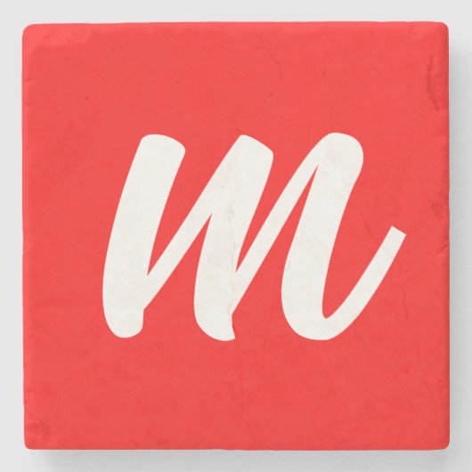 紅白書道モノグラムイニシャル文字 ストーンコースター (正面)