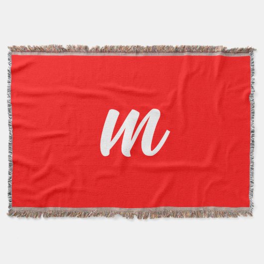 紅白書道モノグラムイニシャル文字 スローブランケット (正面)