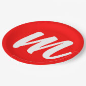 紅白書道モノグラムイニシャル文字 ペーパープレート (アングル)