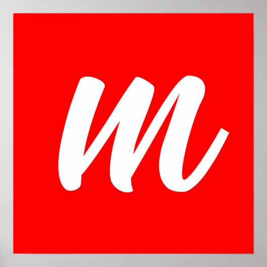 紅白書道モノグラムイニシャル文字 ポスター (正面)