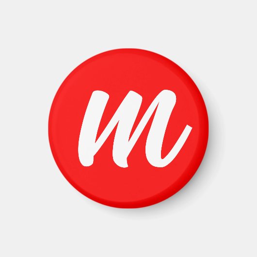 紅白書道モノグラムイニシャル文字 マグネット (正面)